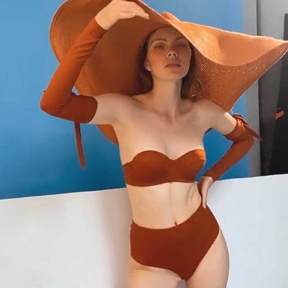 NEW Puntamar Ella High Waisted Bikini Bottom Luxury Ginger Glaze Colombia Small